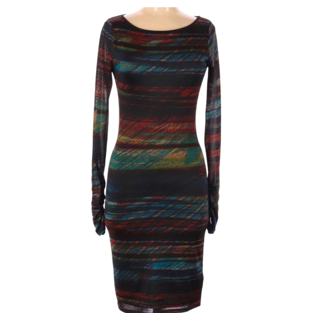 Reiss 1971 Dress Bodycon Black Rainbow
Size Small